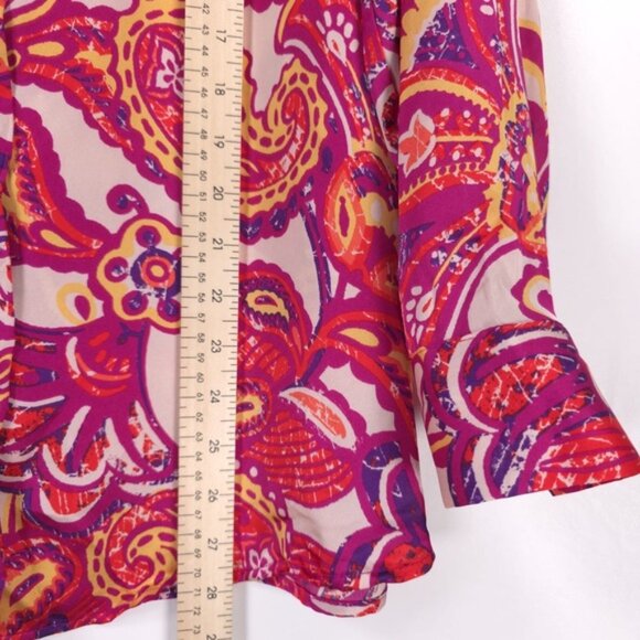 NWT HAVER LONDON Paisley Floral Button Down Shirt LS 2 Ways Untied Tied Size S/P - Picture 5 of 10
